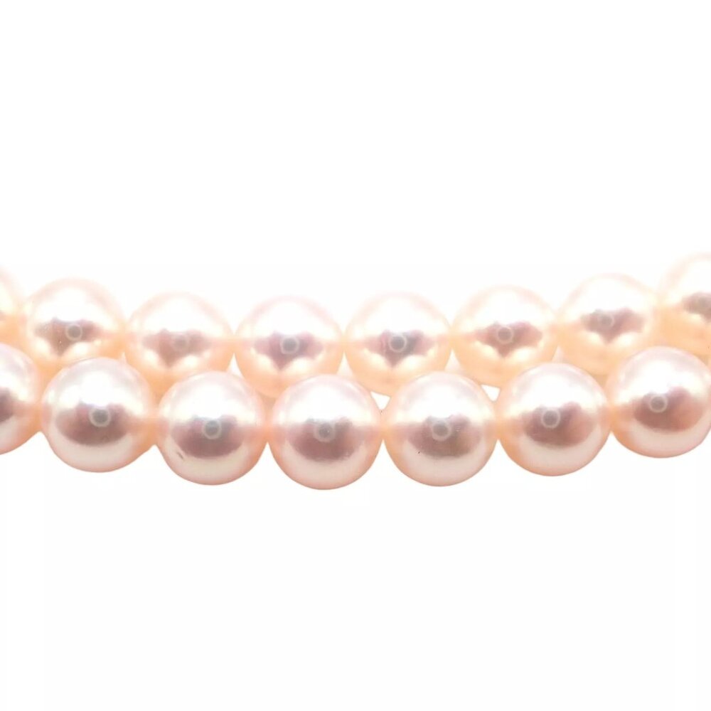 Authentic! Mikimoto 18k Yellow Gold Diamond Double Strand 8mm Pearl Necklace - Picture 12 of 16